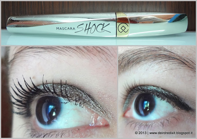Collistar Mascara Shock: applicazione Immagine di paragone tra il mascara Collistar applicato e le ciglia al naturale